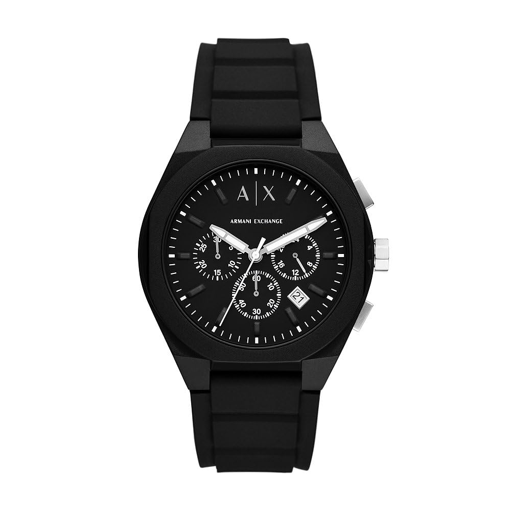 Armani Exchange Orologio per uomo, movimento cronografo al quarzo e cassa da 44 mm con cinturino in silicone