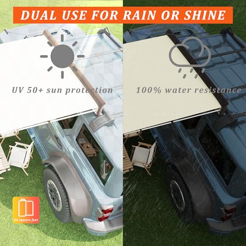 Xportion CZYP-8.2FT Vehicle Awning, 6.6Ftx8.2Ft Pop Up Car Awning, Rooftop Pullout Upf50+ Side Awning, Weatherproof, Retractable Car Awning For Jeep/Suv/Truck/Van thumb #1