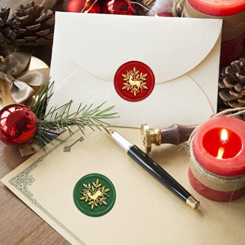 CRASPIRE Christmas Wax Seal Stamp Elk Snowflake Sealing Wax Stamps Deer 30mm Retro Vintage Removable Brass Stamp Head with Wood Handle for Wedding Invitations Halloween Xmas Thanksgiving Gift Packing - Image 3