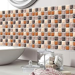 6 stuks zelfklevende tegelstickers 3D wandtegels afpellen en plakken wandtegels muur vloer tegels sticker mozaïek waterdicht voor badkamer keuken 20x20cm stok op badkamer tegels