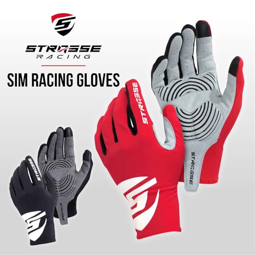 Image of STRASSE Racing Gloves Simulator Racing Driving Steering Wheel Controller red XL
