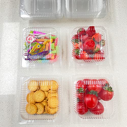 Waqiago 150 Pcs 5X5 Inch Plastic Clamshell Take Out Tray,Disposable Sturdy Hinged Loafcontainers,To Go Containers Disposable Takeout Box For Salads,Fruit,Hamburgers,Sandwiches,Cupcake #TOP7