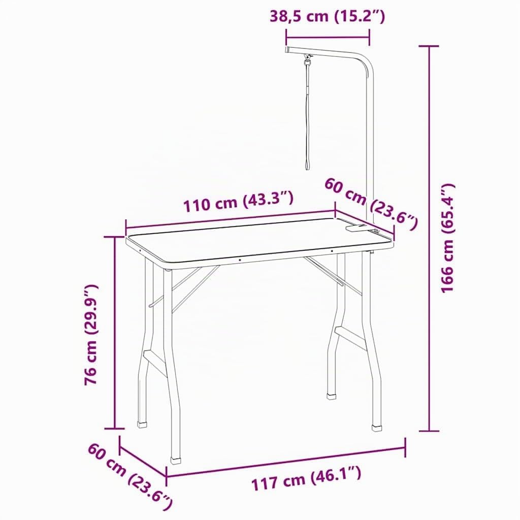vidaXL Mesa de Aseo Ajustable para Perros con 1 Lazo Belleza Canina Baño Mesita Gatos Mascotas Plegable Altura Ajustable Estable Robusta