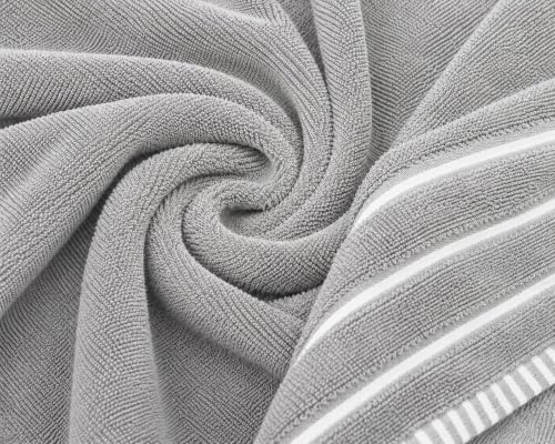 Image of Kiyro 100% Cotton Towels for Bath | Towels for Bath Large Size Bath Towel - Soft & Absorbent | 500 GSM | Towel for Men /Women | Urban Comfort | 70 cms x 140 cms Purple.Sweet.pop (Light Grey)