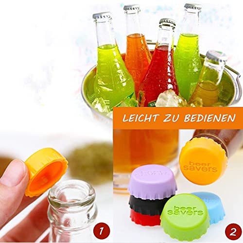 LMOGWL 12 Stück Silikon farbige Flaschenkappen, wiederverwendbare Silikon Flaschenkappen, Flaschenkappen zum Versiegeln von Bier und Saft Flaschenkappen, Glas Flaschenkappen (6 Farben)