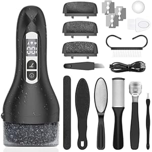 Electric Callus Remover for Feet,Rechargeable Electronic Foot File Pedicure Tools,Professional Waterproof Foot Scrubber File,Portable Pedi Feet Care for Cracked Heels &Dead Skin with LCD Display