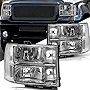 APSVE For 2007-2013 GMC Sierra 1500 2500HD 3500HD Headlights Chrome Clear Replacement