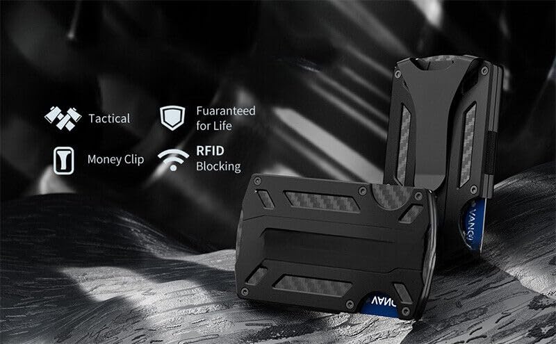 Generic Wallet for Men Tactical Wallet Aluminum Money Clip RFID Blocking Card Holder Slim Minimalist Metal Wallet (Blue)2