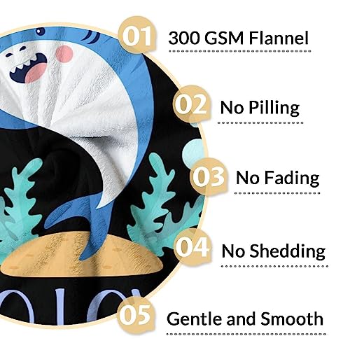 Shark Blanket Gifts - 60"x80" Cute Throw Blanket for Boys - Black Soft Fuzzy Blankets for Bed, Couch & Living Room