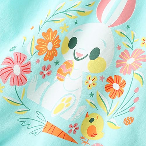 Image of Toddler Girls Bunny T-Shirt Cotton Baby Short Sleeve Easter Outfits Rabbit Shirts Soft Summer Casual Tee Tops