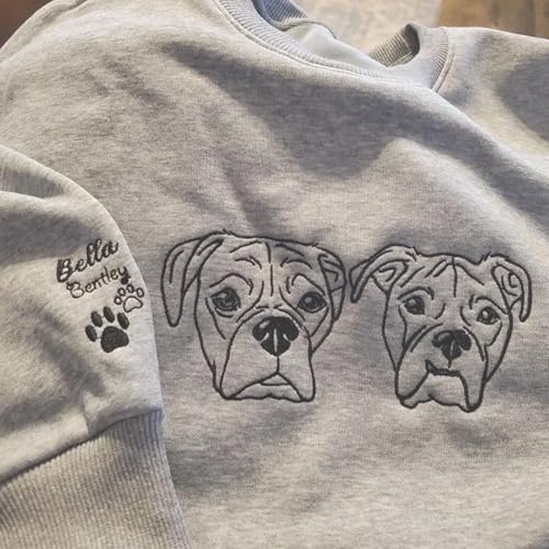 GODMERCH Customized Pet Embroidered Sweatshirt, Custom Dog Face Embroidered Sweatshirt, Dog Mom Sweater2