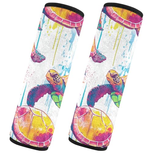 Seat Belt Covers 2 Pack Colorful Turtles Car Seat Strap Covers Super Soft Car Seat Neck Cover for Boys Girls Adults Babies M