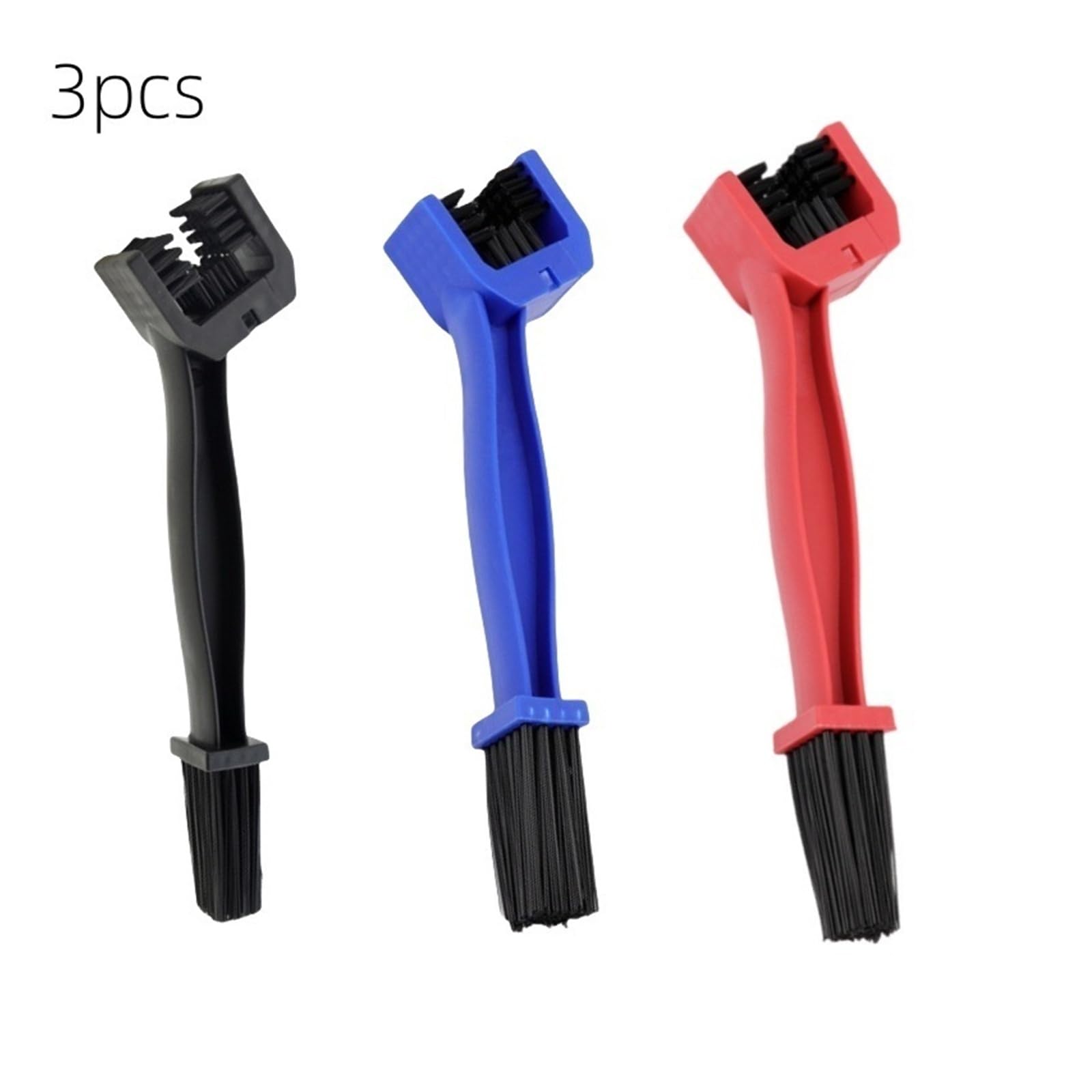 3-stronny zestaw szczotek do czyszczenia łańcucha rowerowego do motocykla i roweru, wytrzymałe narzędzie do czyszczenia łańcucha MTB, rower szosowy (BLK BLU RED, 3 szt.)