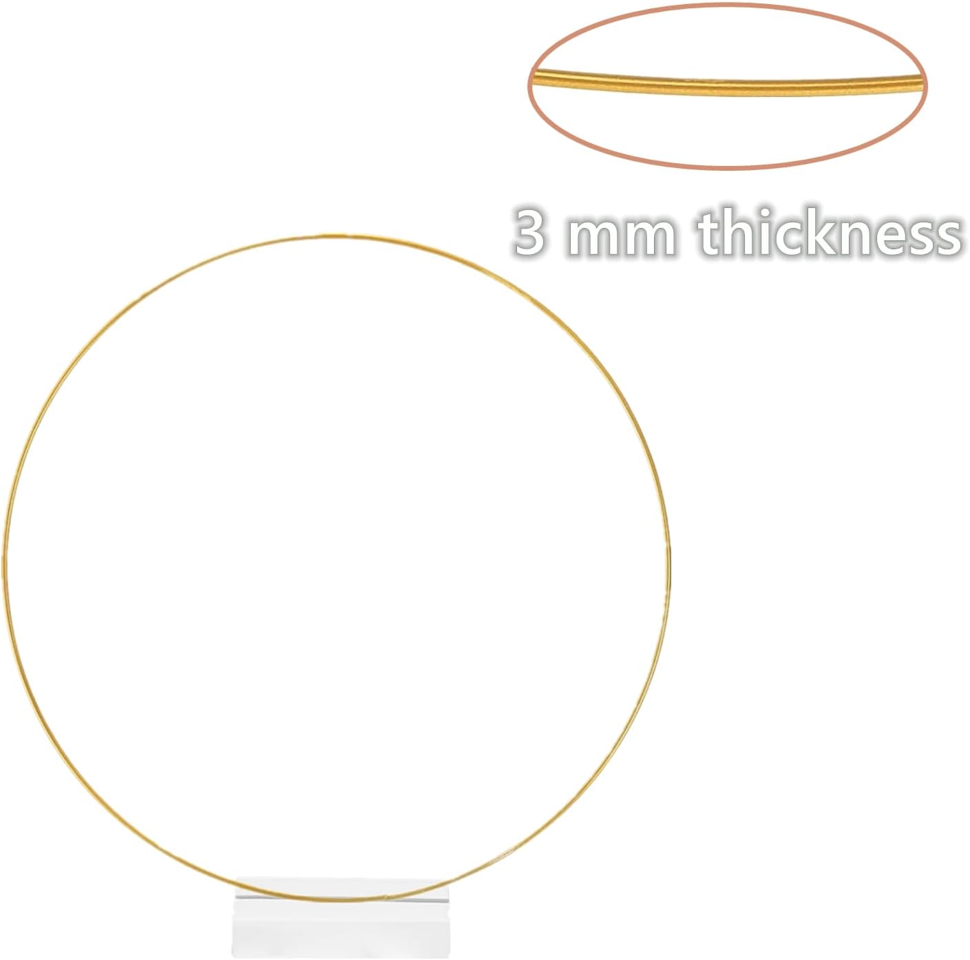 ToppYuanZea 15 Pack Metal Floral Hoop Table Centerpiece with Stand, 12 Inch Wreath Ring Stand for Crafts Dream Catcher, Wreath Macrame Gold Hoop Rings for Balloon DIY Wedding Decor