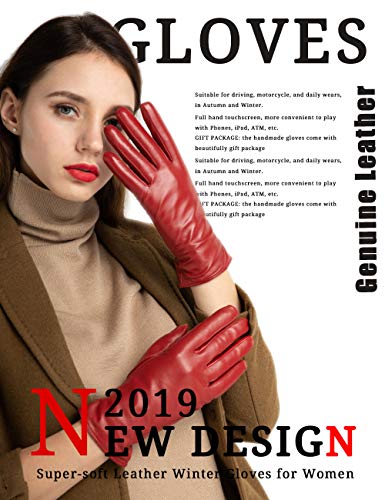 Super-soft Leather Winter Gloves for Women Full-Hand Touchscreen Warm Cashmere Lined Perfect Appearance - Thumbnail 6