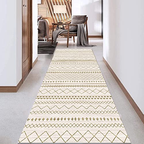 Alfombra clásica beige para pasillo lavable de 70 x 600 cm 4