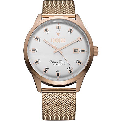 FONDERIA Herrenuhr The Alchemist - Vintageuhr Edelstahl, italienisches Design, Datum, Automatikuhr mit Glasboden