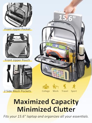 Image of Clear Backpack for School, Heavy Duty Clear Bookbag With a TSA Lock | 18 inch large clear bag, Durable PVC, For boys /girls /men /women /teens /adult, Ideal for work /sport /travel /daily life