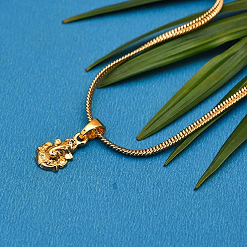 Image of Handicraft Kottage 1 gm Micro Gold plated Stylesh Modern Brass Chain Pendant locket Necklace for Men,women and kids Ganesh ganapti ganpati bappa (Style1)
