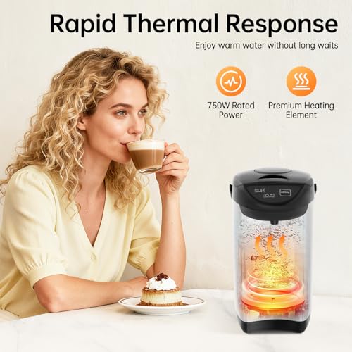 Hervidor eléctrico acero inoxidable 4L 110V 750W negro miniatura 2
