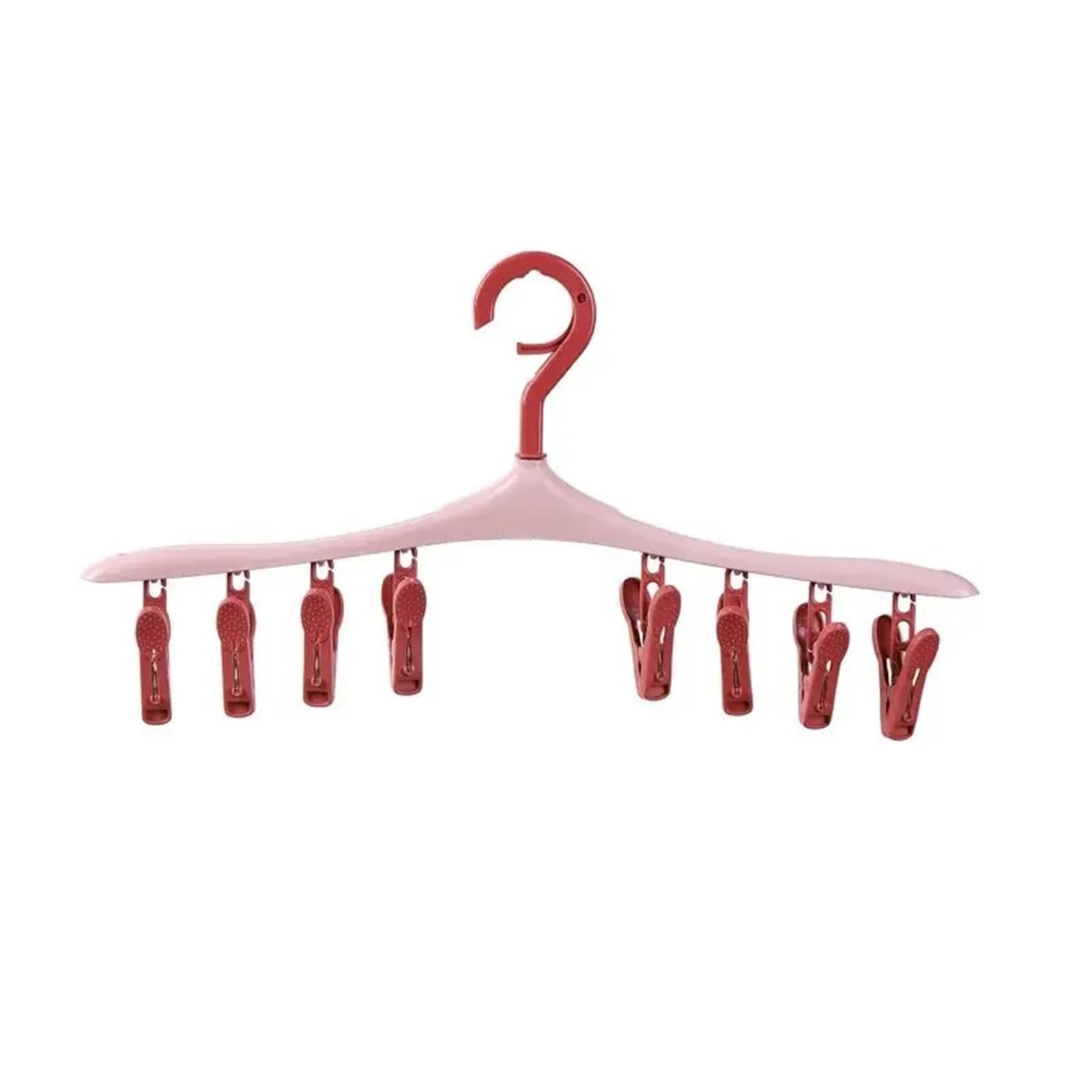 Ilumos Multifunctional Windproof Drying Rack With 8 Clips - Candy-Colored Plastic Clothes Hanger For Clothes, Underwear, And Socks
