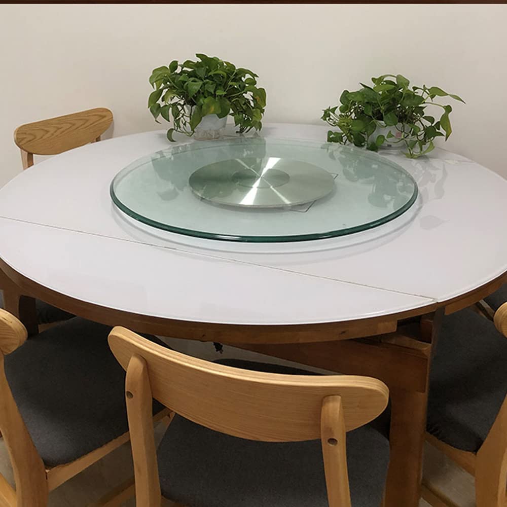 Plateau tournant rond en verre trempé de 70 cm avec base en métal et ne s'incline pas facilement