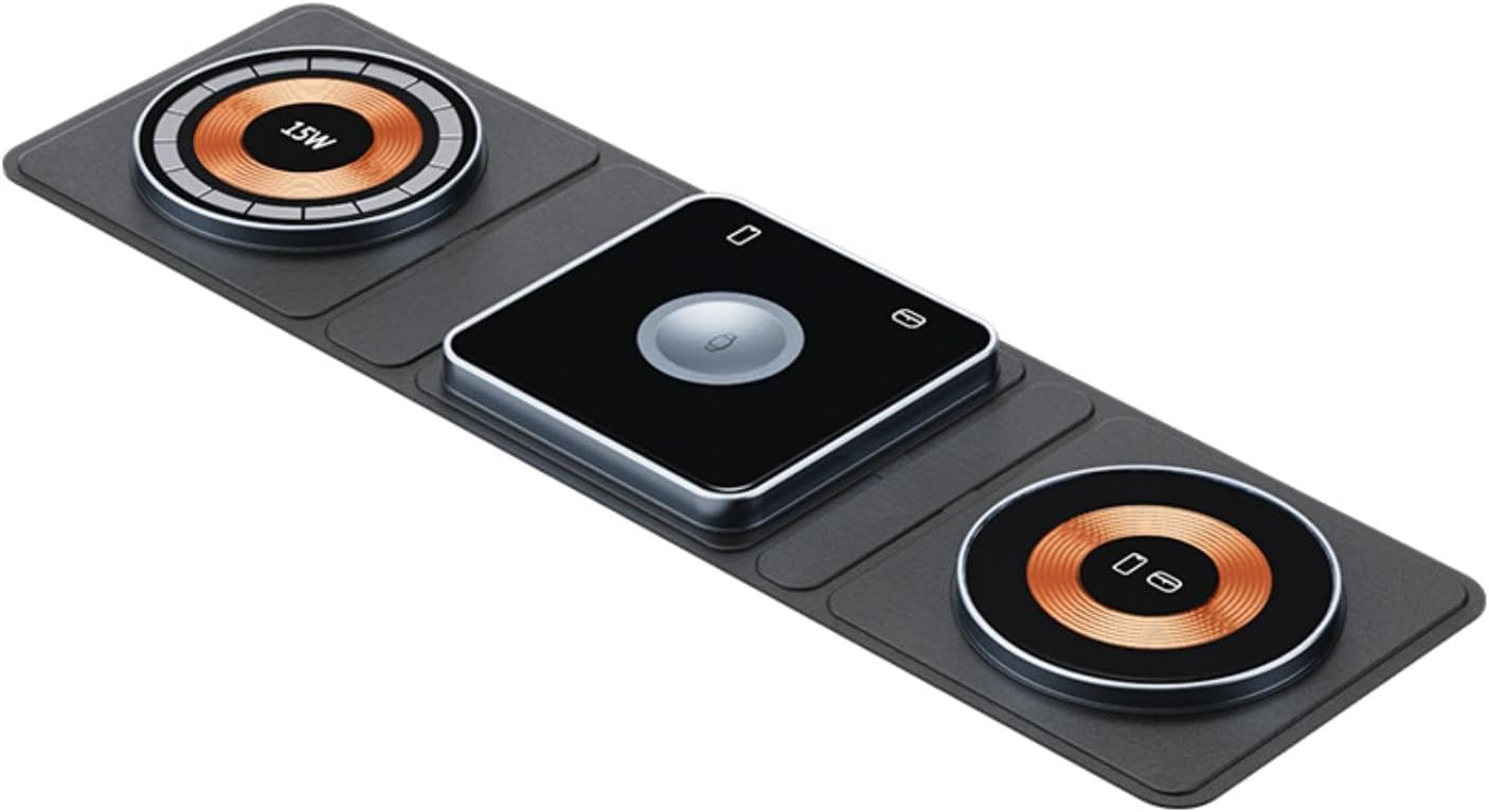 Magsafe Charger, 3-in-1 Foldable Wireless Charging Station, MagSafe Magnetic Charging, Transparent, Portable Charging Station_voghion.com