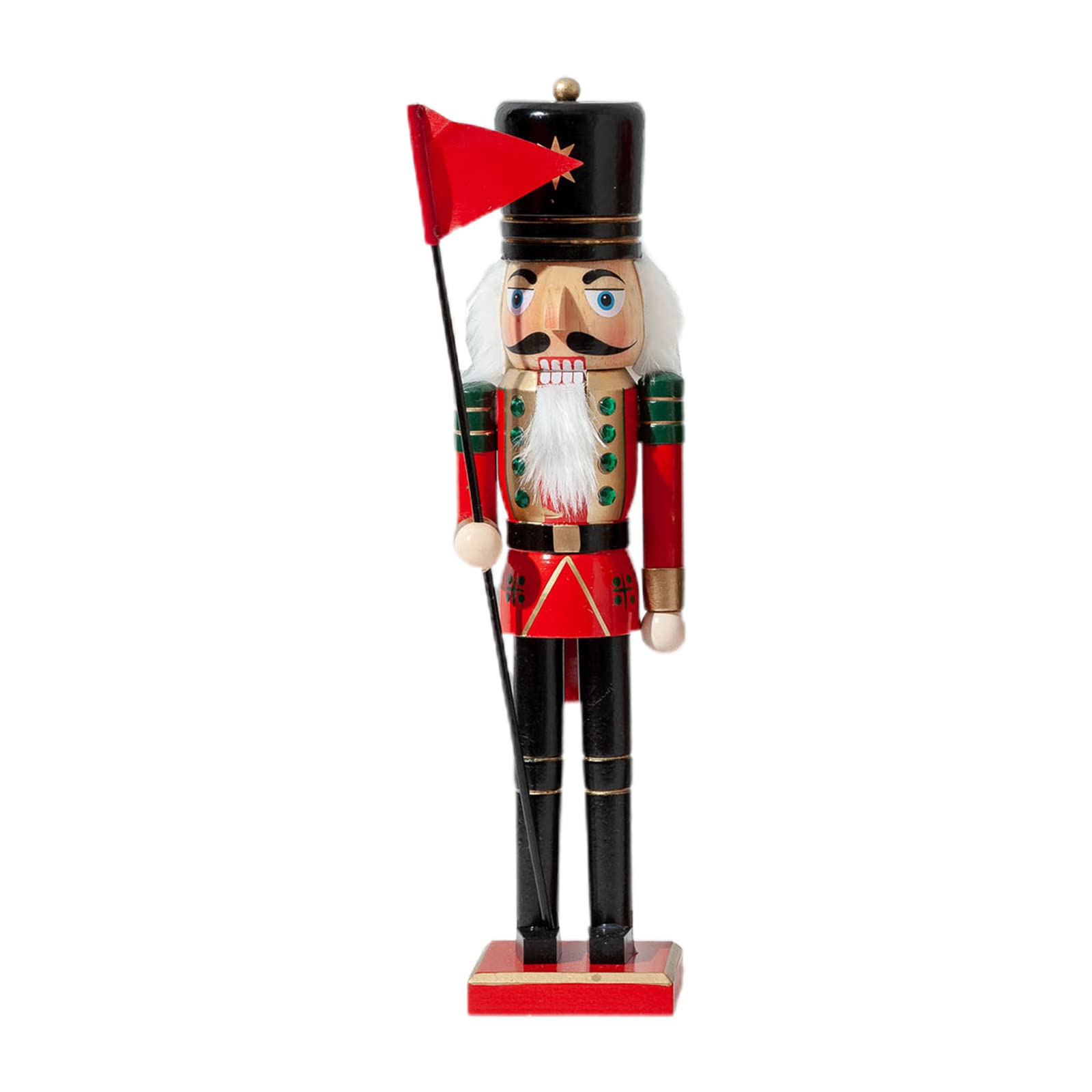 Kalttoy Red Flag Bearer 15 Inch Flag Bearer Wooden Christmas King Soldier Figurine Toy Ornaments For Holiday Christmas Decorations Wooden Soldier