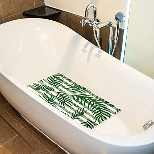 Tapis de bain antidérapant rayures blanches vertes ventouse puissante