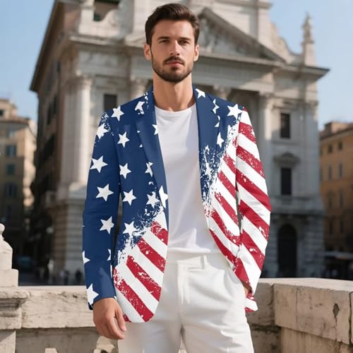 Blazer Suit for Men Casual 1 Button Long Sleeves Jacket Sport Coat with 2 Pocket Plus Size2