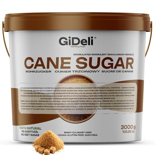 GiDeli azúcar moreno 3kg sin refinar en cubo