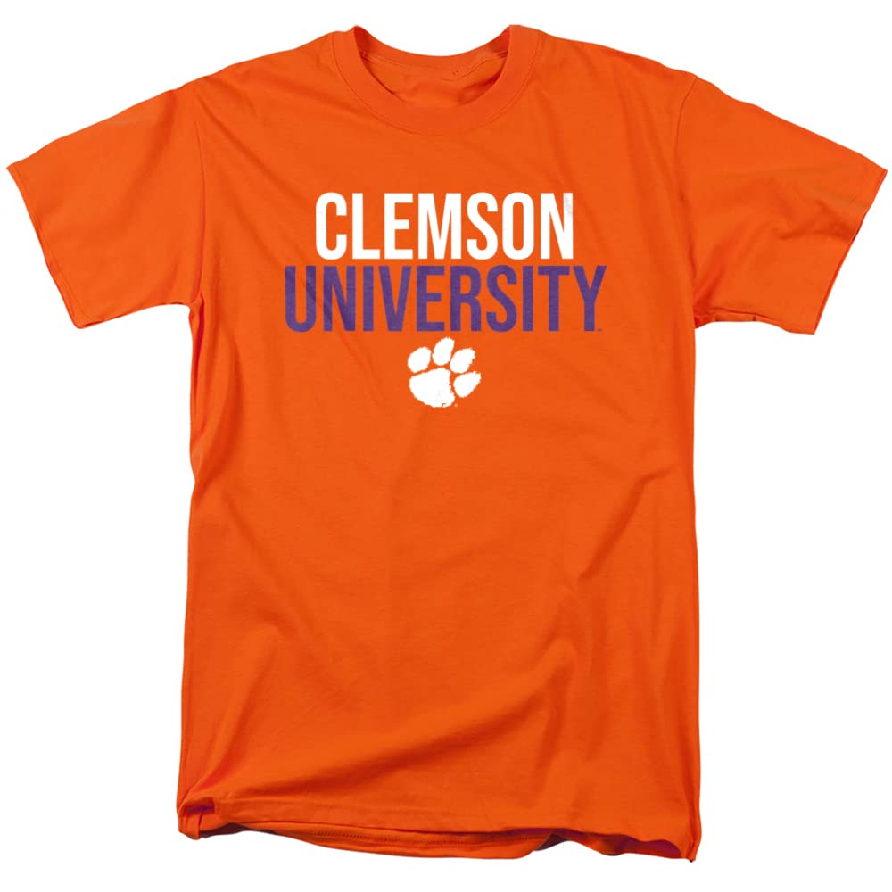 Clemson University Official Stacked Unisex Adult T Shirt,Orange, X-Large