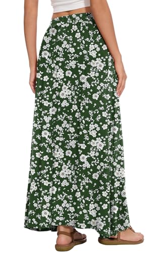 Image of Womens Maxi A-line Long Skirt Casual 2026 Elastic High Waist Flowy Skirts with Pockets