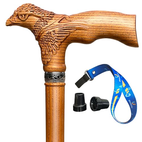 Uoagain Bastón tallado a mano de madera tallado en águila, ergonómico, elegante, bastón de madera para hombre y mujer, capacidad de carga de hasta 181 kg, bastones estables para personas mayores para Uoagain Bastón tallado a mano de madera tallado en águila, ergonómico, elegante, bastón de madera para hombre y mujer, capacidad de carga de hasta 181 kg, bastones estables para personas mayores para