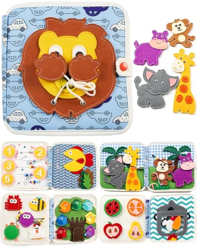 Image of Montessori Busy Book, 8-Page Sensory Activity Toy, Lion