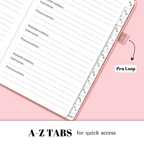 DRAPHY-Password-Book-with-Alphabetical-Tabs-Medium-Size-Internet-Password-Keeper-for-Logins-and-Web-Addresses-Leatherette-Hardcover-Password-Log-Notebook-Organizer-for-Home-and-Office-Rose-Gold DRAPHY-Password-Book-with-Alphabetical-Tabs-Medium-Size-Internet-Password-Keeper-for-Logins-and-Web-Addresses-Leatherette-Hardcover-Password-Log-Notebook-Organizer-for-Home-and-Office-Rose-Gold