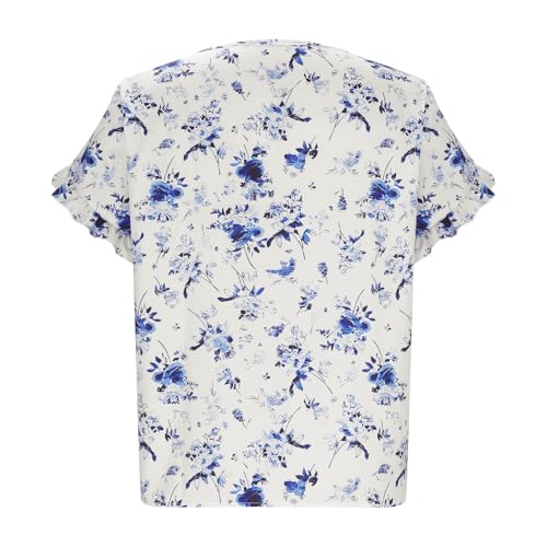 Ruffle Short Sleeve Hoods for Women Fall Winter Crewneck Floral Print Loose Fit Plus Size Hooded Outfits Women 20253