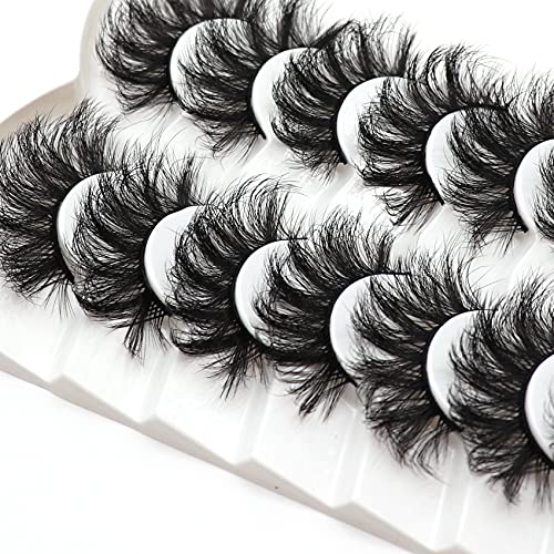 Fyonas False Lashes Dramatic 20Mm Super Fluffy Cosplay Faux Mink Eyelashes Criss-Cross Volume Reusable 7 Pairs Eye Lashes Set Pack #TOP4