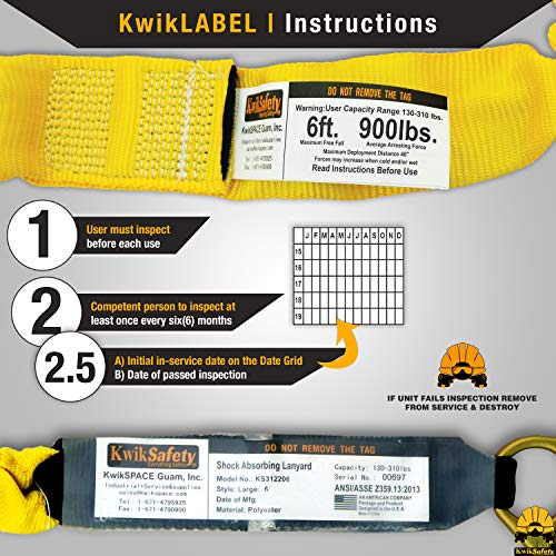 Kwiksafety (Charlotte, Nc) Python 4 Pack (External Shock Absorber) Double Leg 6Ft Safety Lanyard Osha Ansi Fall Protection Restraint Equipment Snap Rebar Hook Connectors Construction Arborist Roofing #TOP4