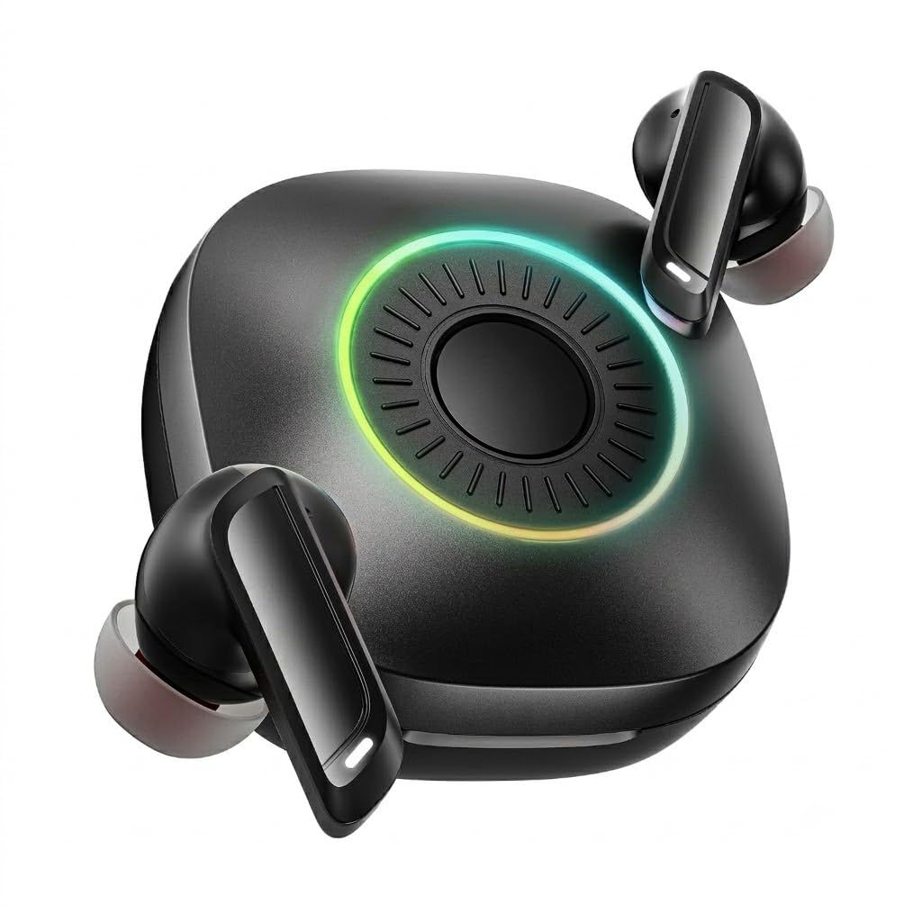 Wireless Earbuds Compatible with Boat Nirvana Crown Bluetooth Earphones with Premium Sound, Deep Bass Audio, ANC Support, Clear Calling Microphone, Long Battery Backup and Charging Case(Black)-image-7