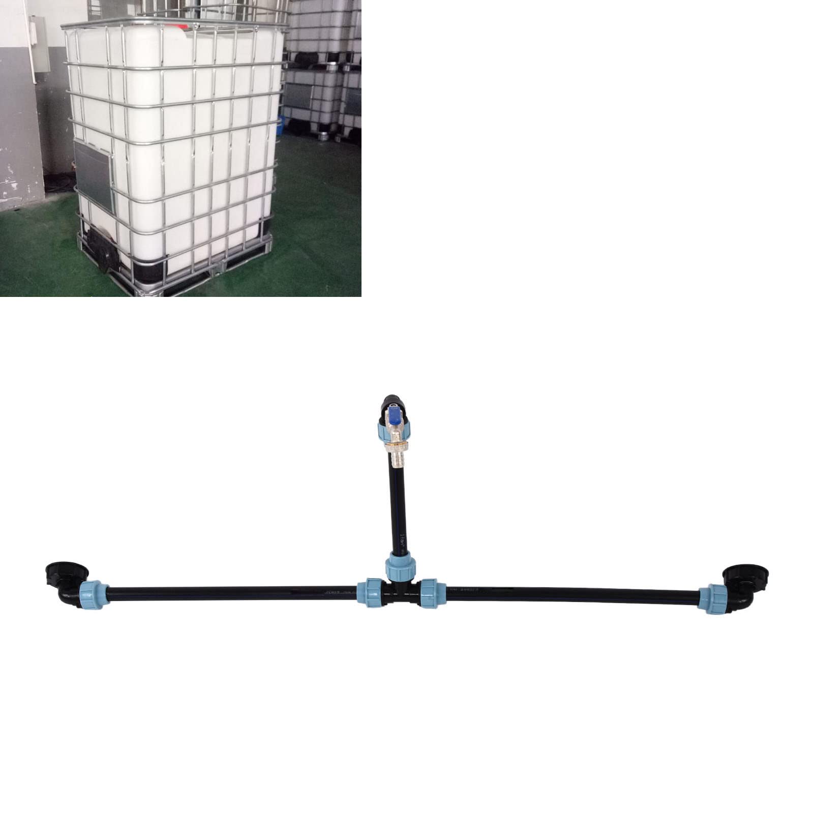 Kolankowy Adapter IBC, Złącze Kranu Wylotu Typu „gęsia Szyja”, średnica Wlotu 60 Mm, Używany do Przełączania Szeregowego Zbiornika IBC w Celu Zmiany Pozycji(Wzrost serii o dwie beczki)