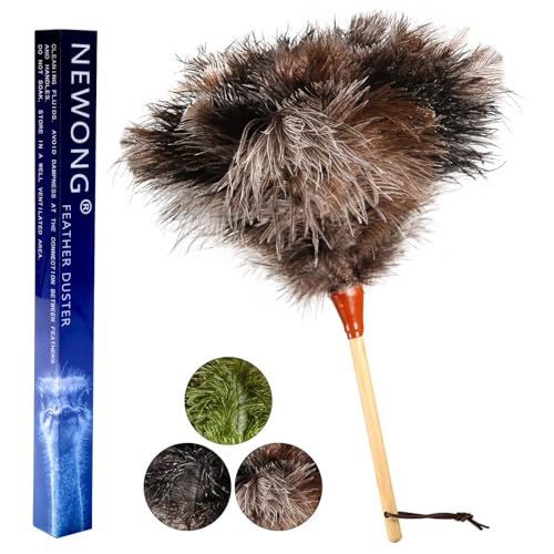 Image of 16inch Natural Good Ostrich Feather Duster with Bamboo Handle, Electrostatic Dust Remove for Ceiling,Fans,Bookshelves, Sofa, Windows, Fit for Home, Office and Cars