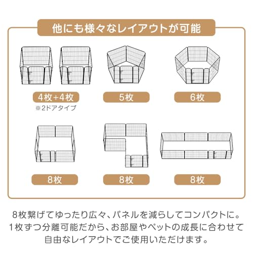 タンスのゲン ペットサークル 高さ 60cm バリアフリー 屋内外兼用 組み替え可能 ダブルロック ペットケージ 犬用 83900000(89032) の商品画像 8