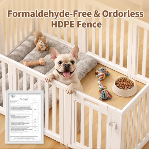 Image of EVERFRONT Dog Playpen with Door - Dog Pen Indoor - Easy Assemble Dog Play Pen - Puppy Playpen, Cat Playpen, Small Animal Playpen, Dog Play Pen Indoors (White, 30 inch, 1 Door+1 Panel)