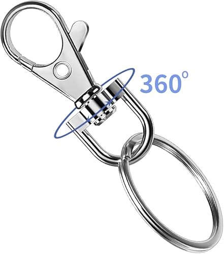 Miniatura 4 de 100 llaveros giratorios de alta calidad con llaveros, clip de llavero de metal y llavero, 50 ganchos para llaveros y 50 llaveros para cordón,