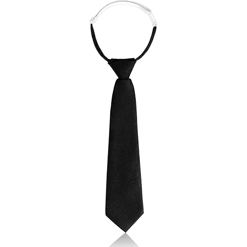 Ymapinc Skinny Black Tie, Adjustable Necktie for Girls/Boys, Pre Tied Neck Ties for Men Women Black Tie for School Uniforms JK/JC Cosplay Graduation
