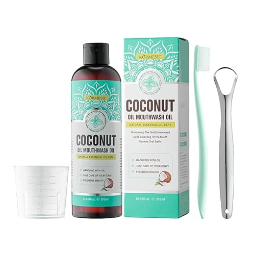 Natürliches Kokosöl Mundspülung, Kokosöl Mundspülung für Zähne, 315ML Zahnaufhellendes Öl mit Kokosnuss Pfefferminzöl, Zungenschaber und Zahnbürste für Frischen Atem und Gesünderes Zahnfleisch Natürliches Kokosöl Mundspülung, Kokosöl Mundspülung für Zähne, 315ML Zahnaufhellendes Öl mit Kokosnuss Pfefferminzöl, Zungenschaber und Zahnbürste für Frischen Atem und Gesünderes Zahnfleisch