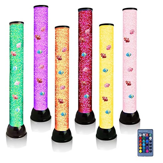 Lightahead Extra Large 32 Inches LED Fantasy Bubble Fish Tube Fake Aquarium with 7 Color Light Effects & Remote Control. The Ultimate Sensory Lamp.