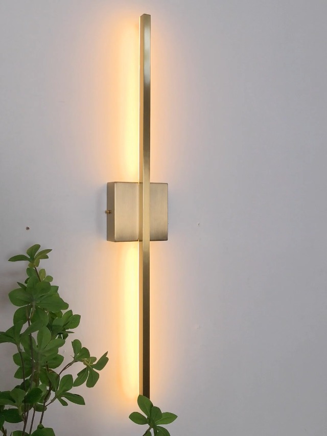 Image of Wall Sconces Set of Two, LED Dimmable Sconces Wall Lighting, Brushed Gold Modern Wall Sconce Light for Bathroom, Living Room, Bedroom, Hardwi