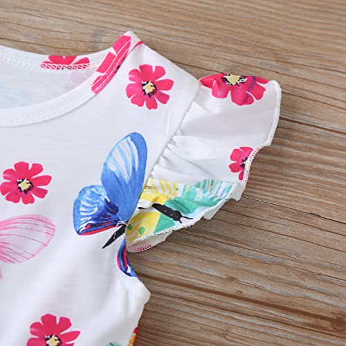 Girls Dress Kid Floral Ruffle Sleeve Unicorn Sundress Summer Toddler Girl Clothes Size 2-7 Years4